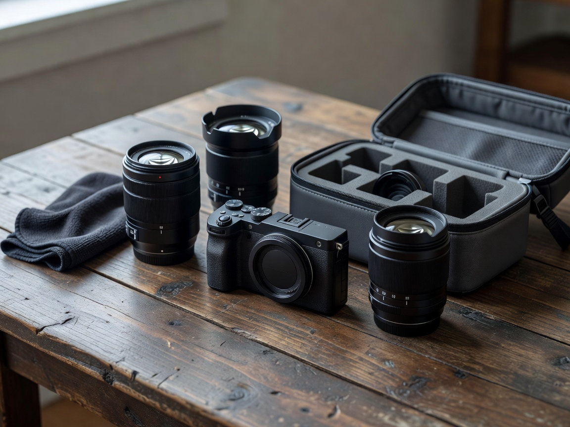 Compact mirrorless camera and lenses prepared for travel